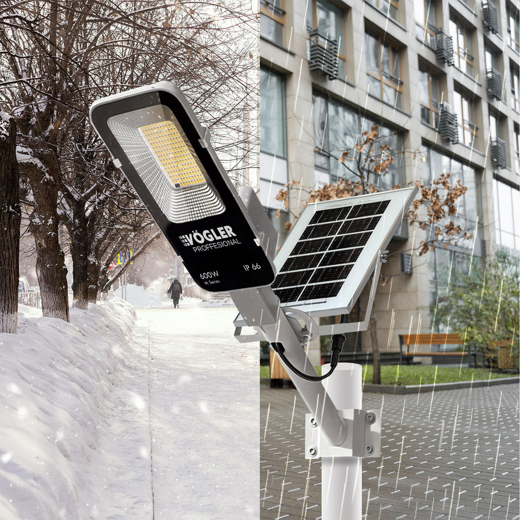 Leistungsstarke Solarlampe, Dämmerungssensor, Fernsteuerung, Vögler Professional 600W