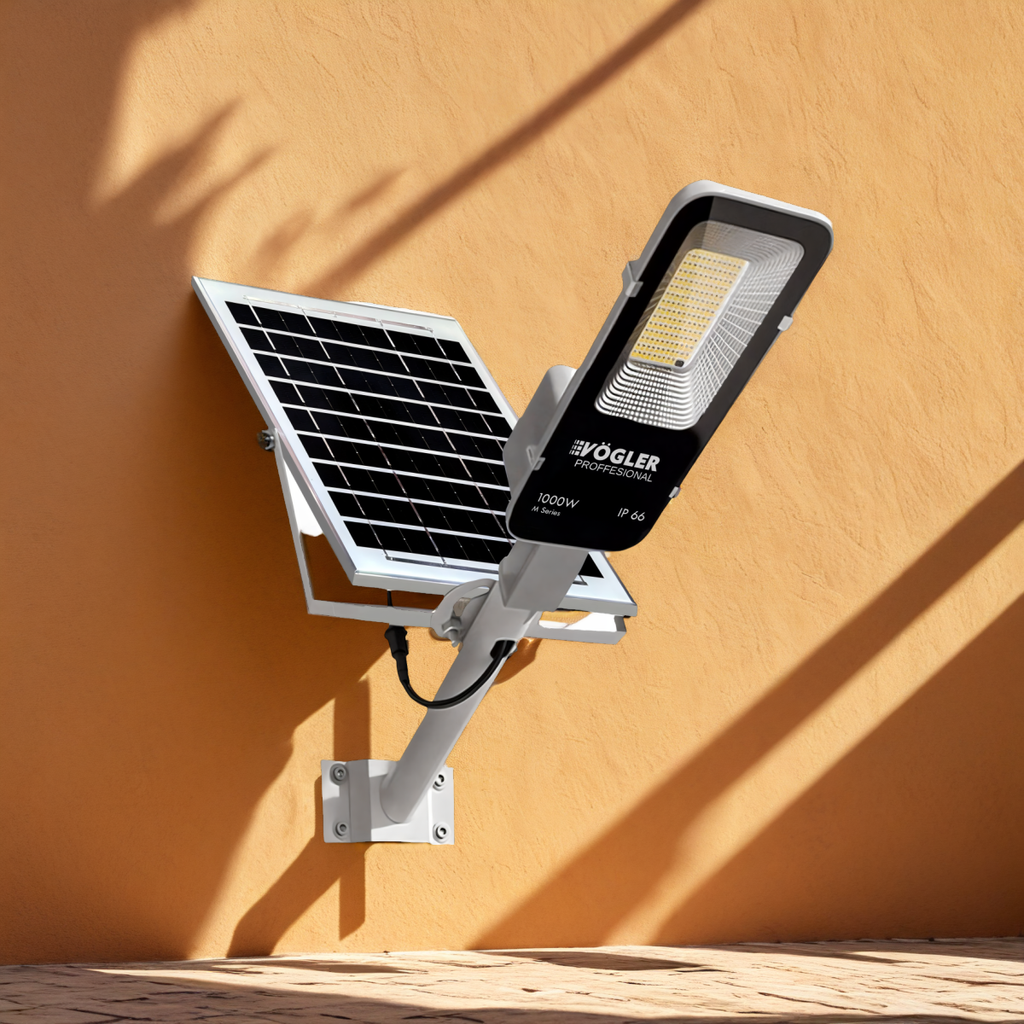 Leistungsstarke Solarlampe, Dämmerungssensor, Fernsteuerung, Vögler Professional 1000W