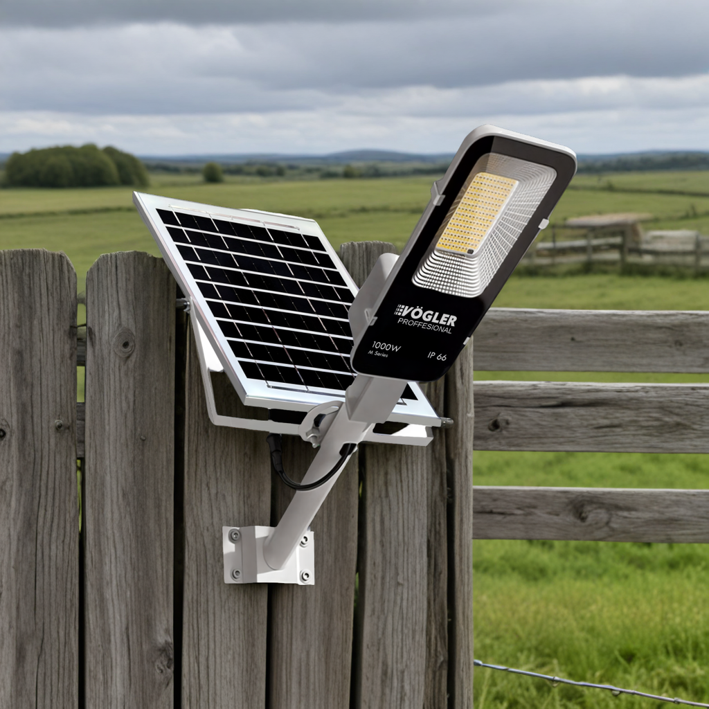 Leistungsstarke Solarlampe, Dämmerungssensor, Fernsteuerung, Vögler Professional 1000W