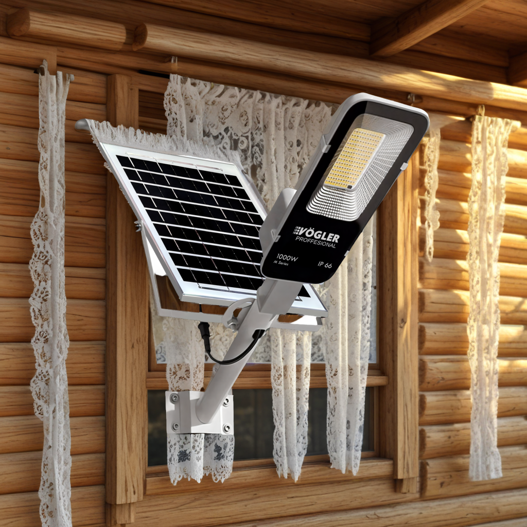 Leistungsstarke Solarlampe, Dämmerungssensor, Fernsteuerung, Vögler Professional 1000W