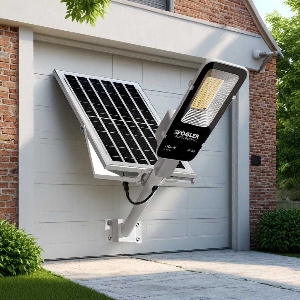Leistungsstarke Solarlampe, Dämmerungssensor, Fernsteuerung, Vögler Professional 1500W