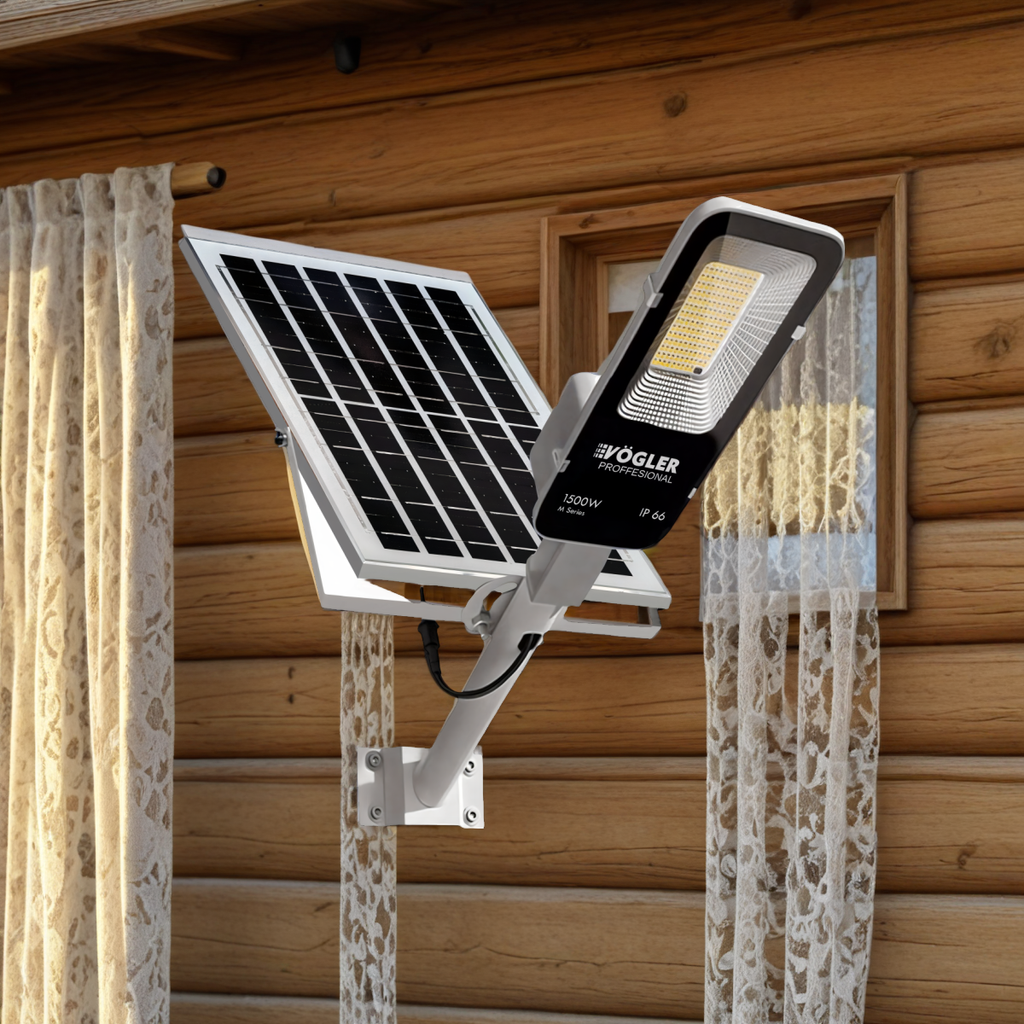 Leistungsstarke Solarlampe, Dämmerungssensor, Fernsteuerung, Vögler Professional 1500W