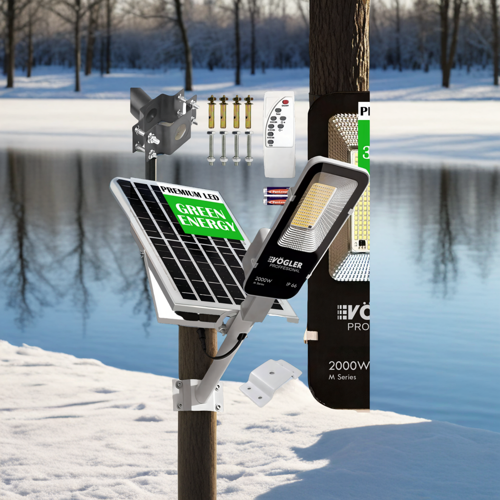 Leistungsstarke Solarlampe, Dämmerungssensor, Fernsteuerung, Vögler Professional 2000W