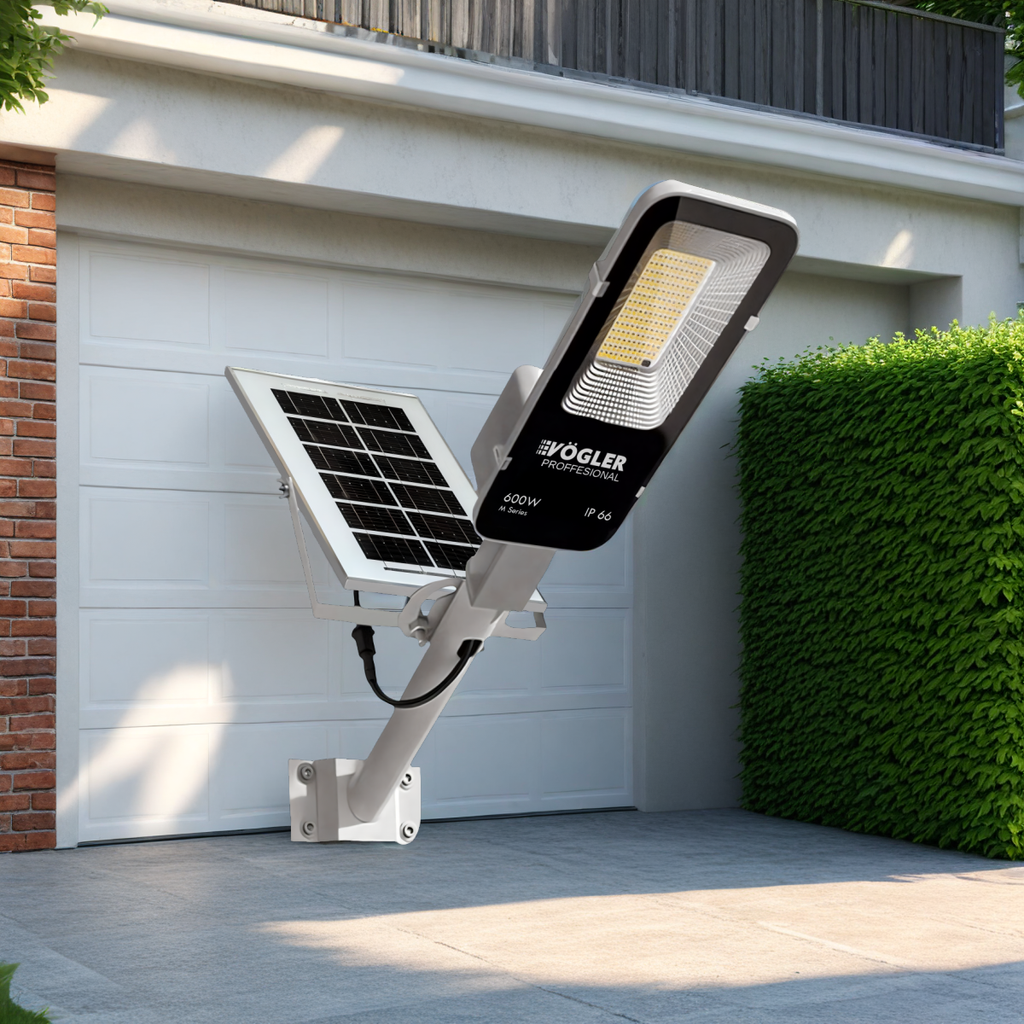 Leistungsstarke Solarlampe, Dämmerungssensor, Fernsteuerung, Vögler Professional 600W