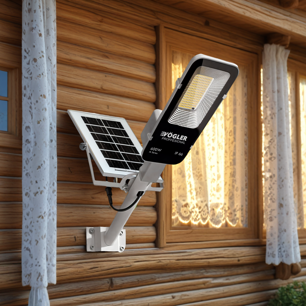 Leistungsstarke Solarlampe, Dämmerungssensor, Fernsteuerung, Vögler Professional 600W
