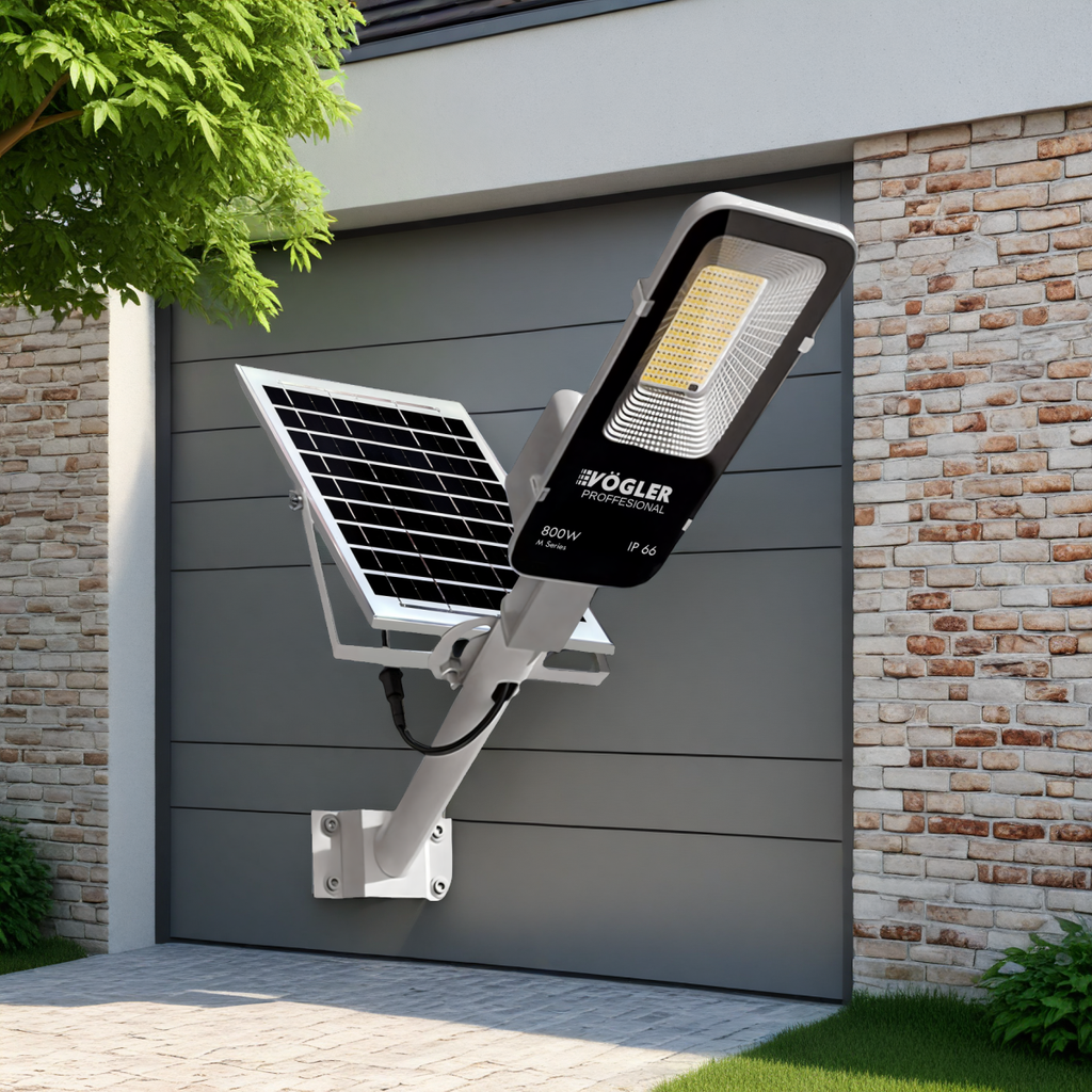Leistungsstarke Solarlampe, Dämmerungssensor, Fernsteuerung, Vögler Professional 800W