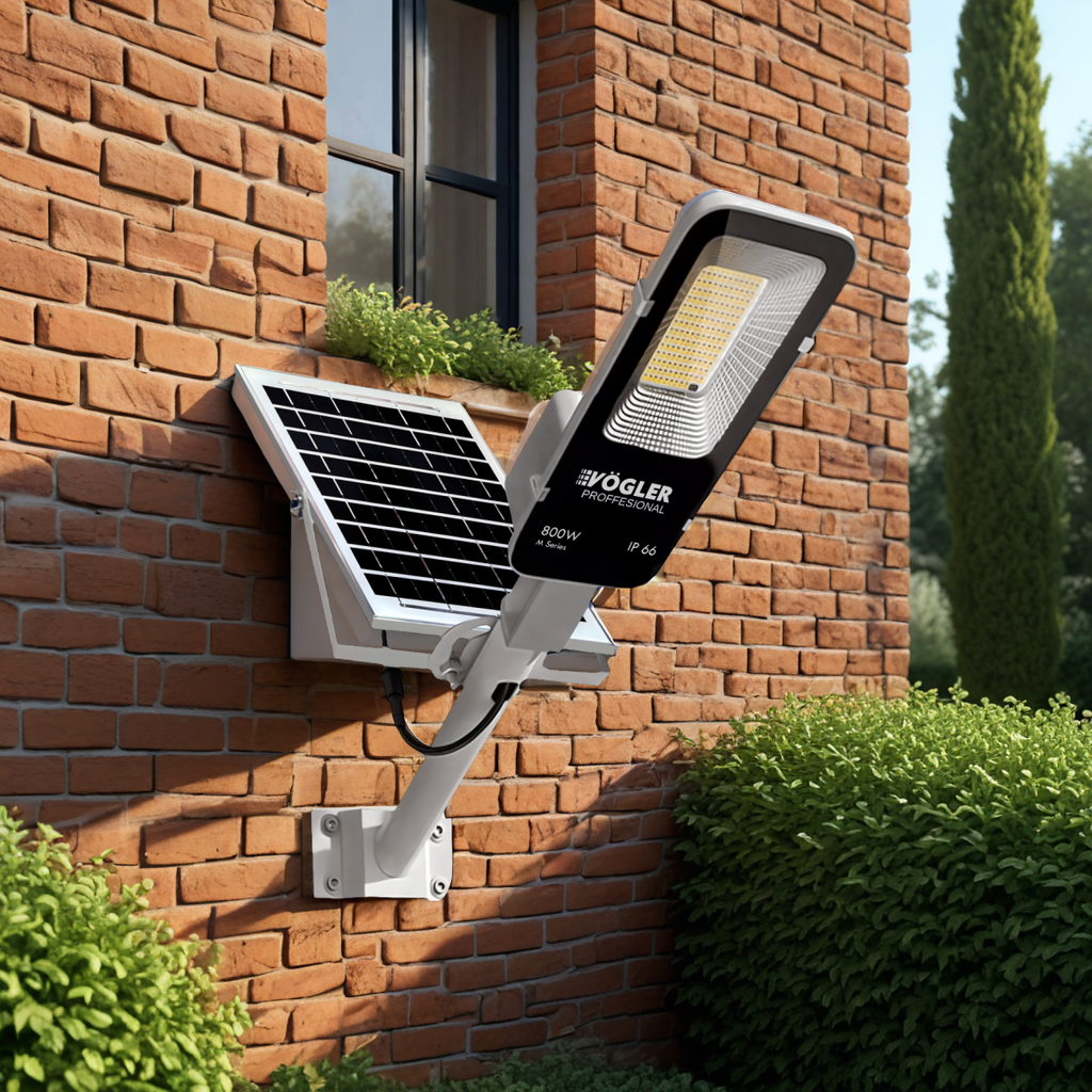 Leistungsstarke Solarlampe, Dämmerungssensor, Fernsteuerung, Vögler Professional 800W