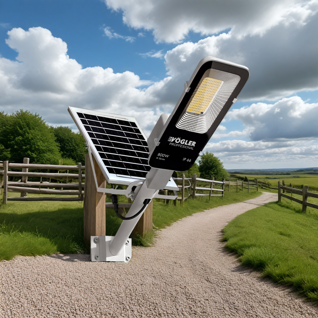 Leistungsstarke Solarlampe, Dämmerungssensor, Fernsteuerung, Vögler Professional 800W