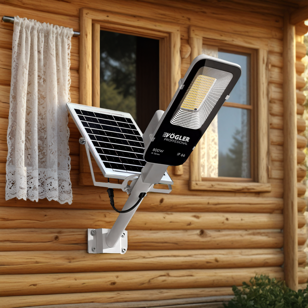 Leistungsstarke Solarlampe, Dämmerungssensor, Fernsteuerung, Vögler Professional 800W