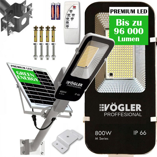 Leistungsstarke Solarlampe, Dämmerungssensor, Fernsteuerung, Vögler Professional 800W